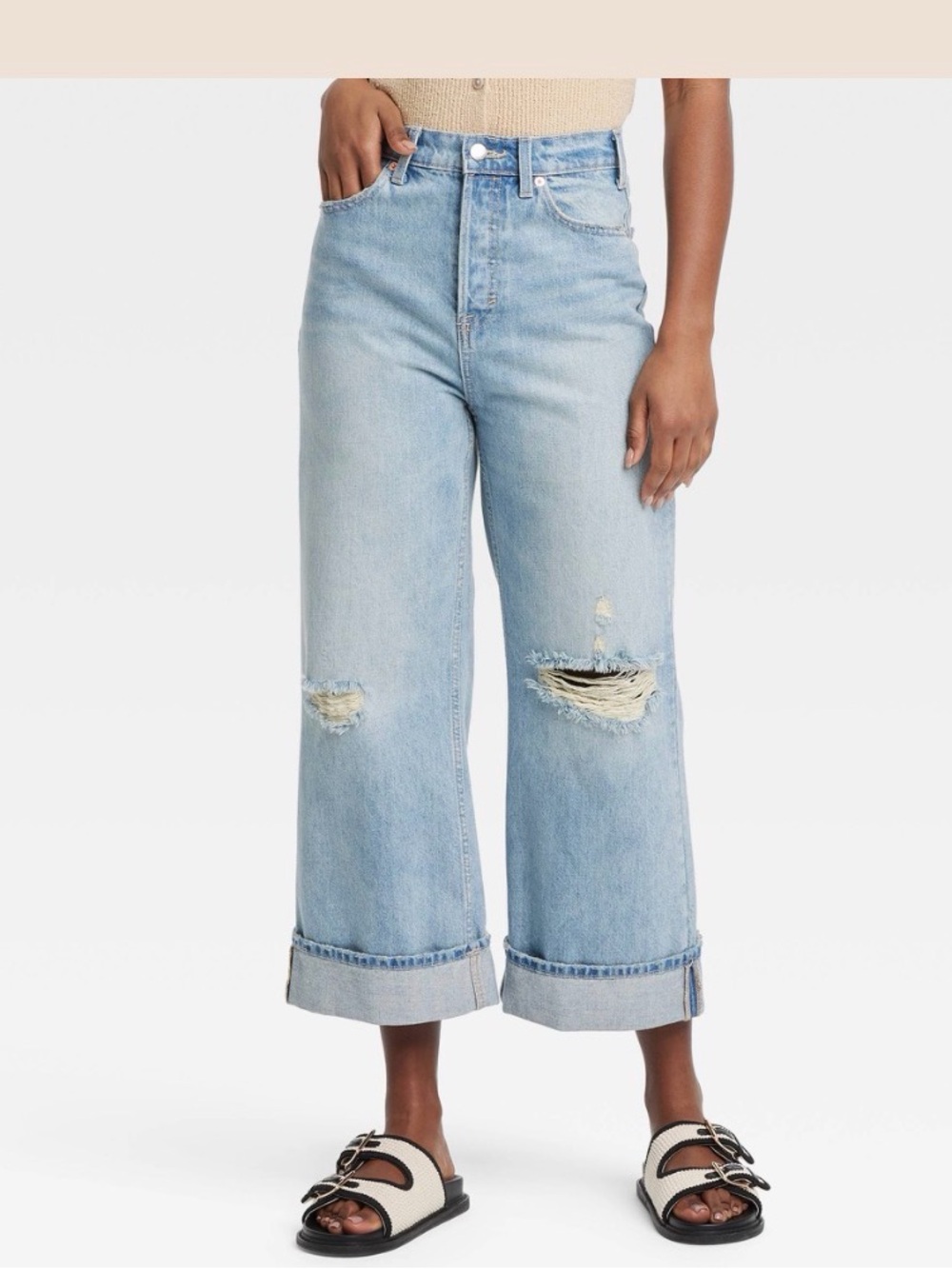Universal Thread Cuffed Wide Leg Cropped Jeans. Women's size 10.